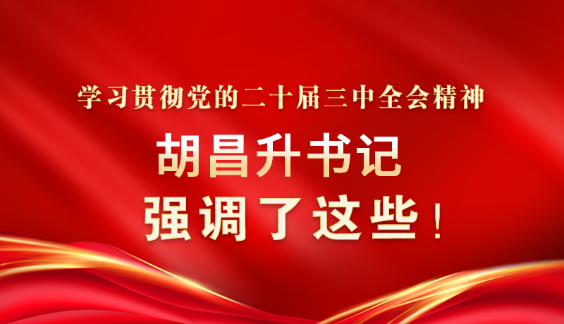 圖解|學習貫徹黨的二十屆三中全會精神 胡昌升書記強調(diào)了這些！